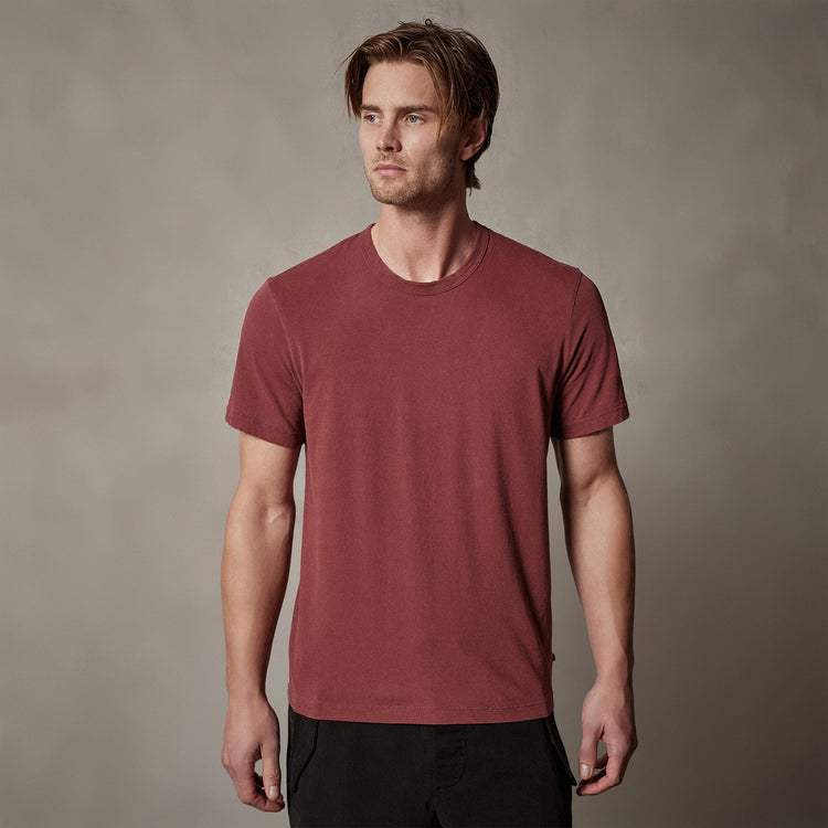 Short Sleeve Crew Neck in Claret Pigment | James Perse Los Angeles