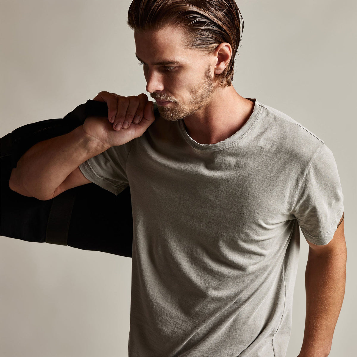 Short Sleeve Crew Neck in Dapple Pigment | James Perse Los Angeles