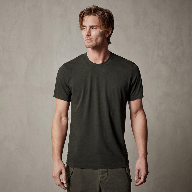 Short Sleeve Crew Neck in Dark Olive Pigment | James Perse Los Angeles