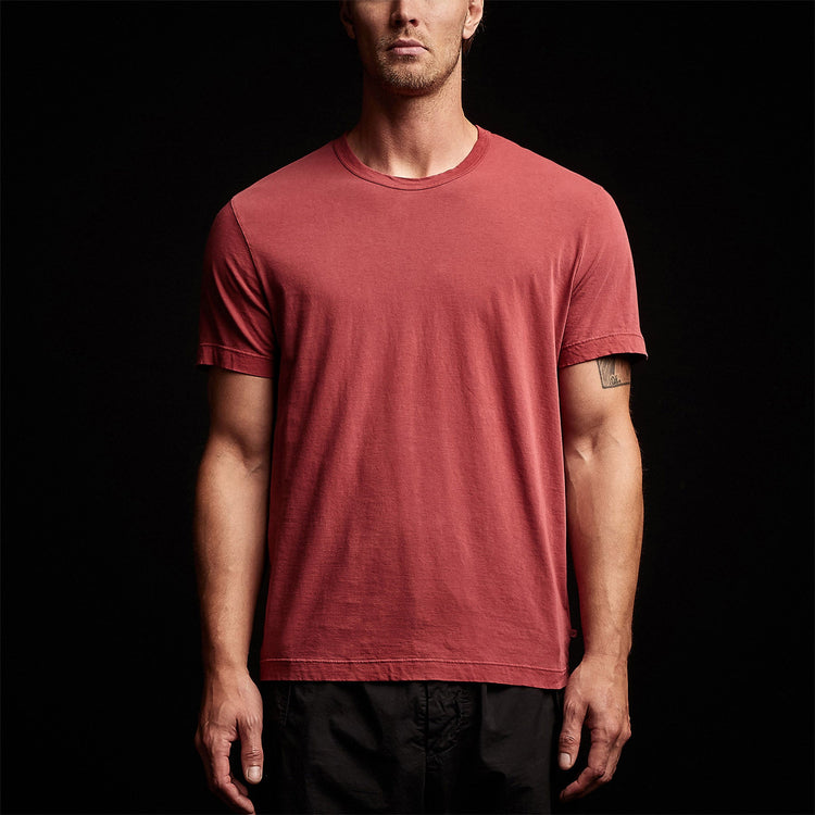 Short Sleeve Crew Neck in Fire Brick Pigment | James Perse Los Angeles