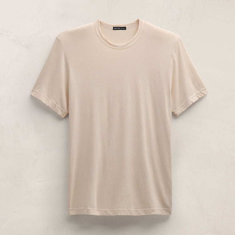 Short Sleeve Crew Neck in Latte Pigment FLAT | James Perse Los Angeles FLAT