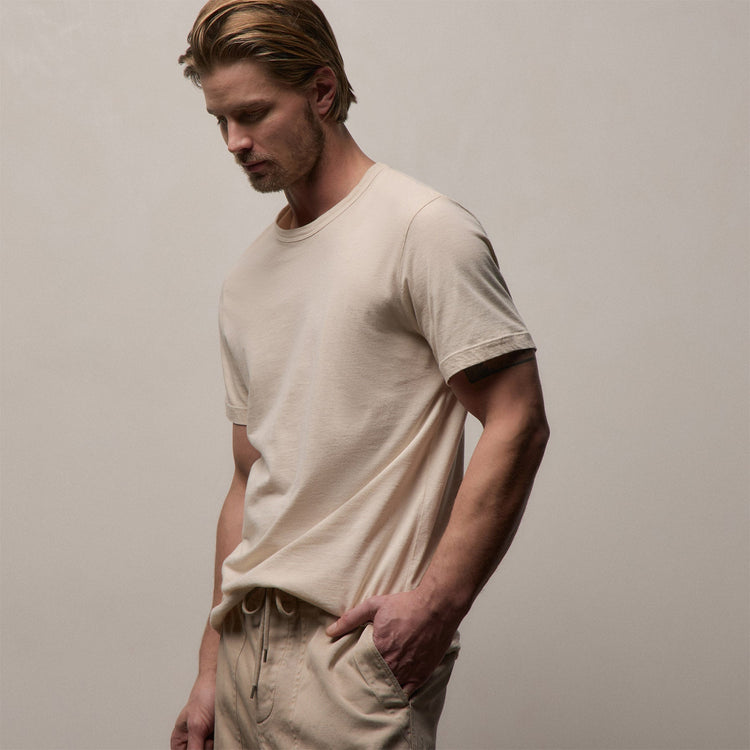 Short Sleeve Crew Neck in Latte Pigment | James Perse Los Angeles