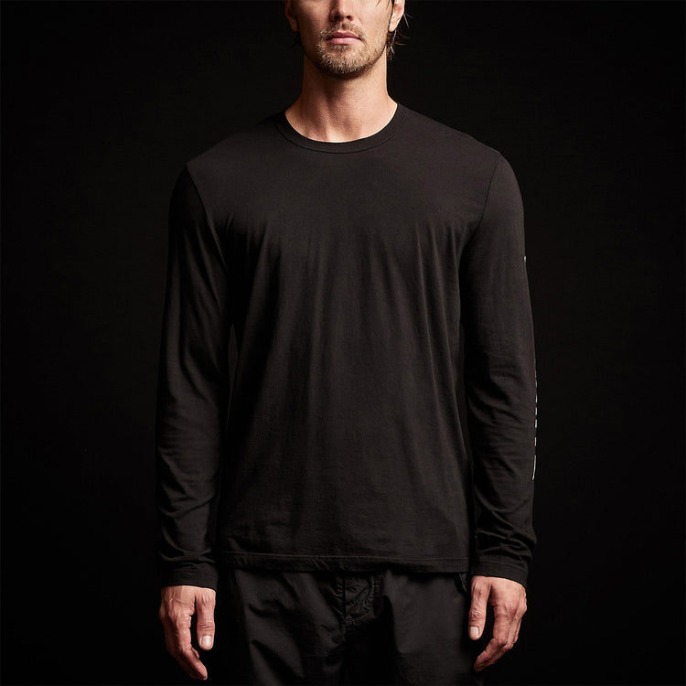 Long Sleeve Crew Neck Y/ Circle Mtn in Black | James Perse Los Angeles