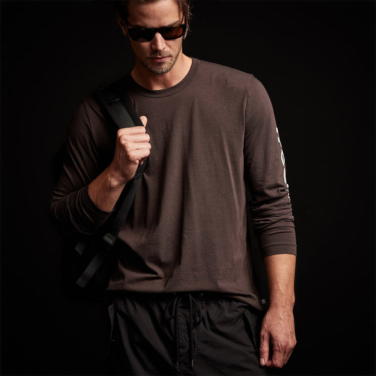 Long Sleeve Crew Neck Y/ Circle Mtn in Porcupine | James Perse Los Angeles