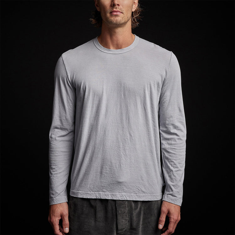 Long Sleeve Crew Neck in Blue Fog Pigment | James Perse Los Angeles