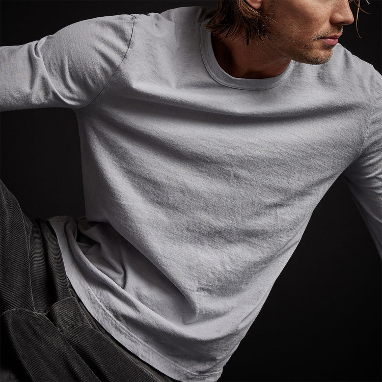 Long Sleeve Crew Neck in Blue Fog Pigment | James Perse Los Angeles