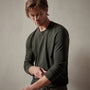 Long Sleeve Crew Neck in Dark Olive Pigment | James Perse Los Angeles
