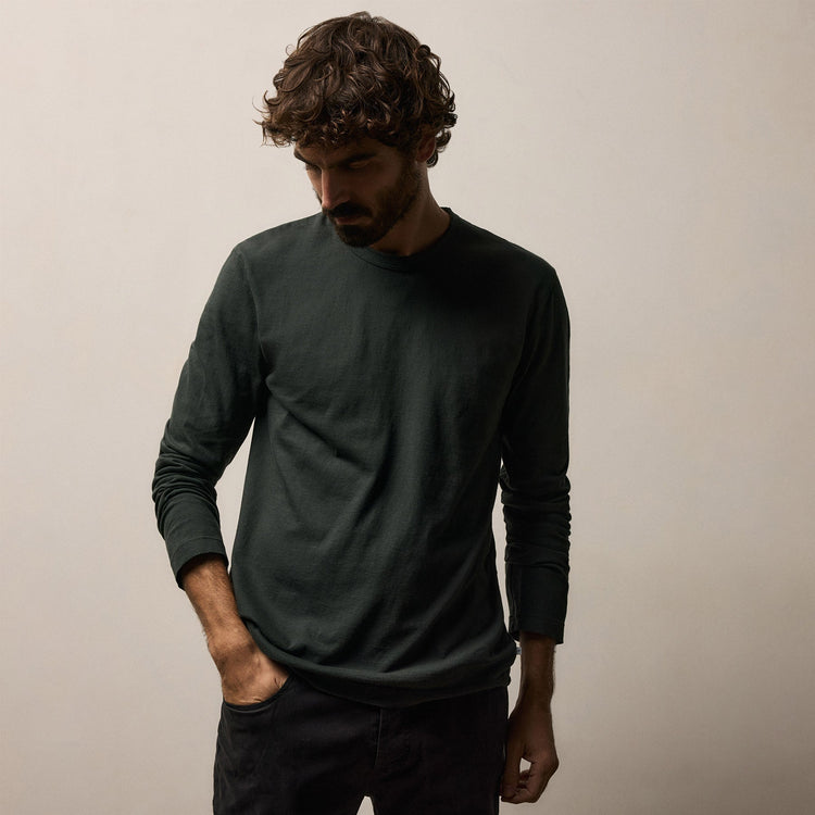 Long Sleeve Crew Neck in Fern | James Perse Los Angeles
