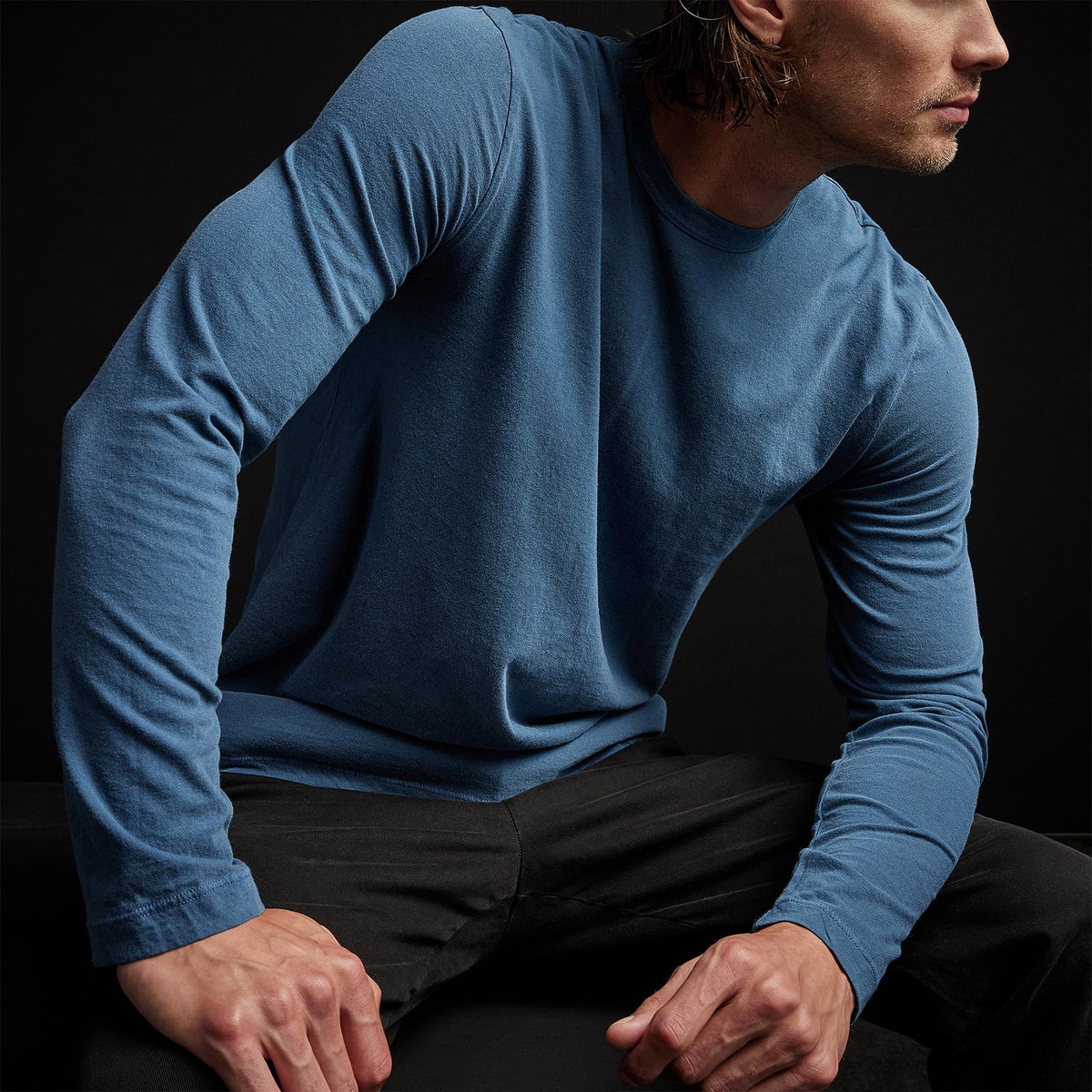 Long Sleeve Crew Neck in Lake Pigment | James Perse Los Angeles