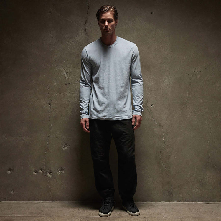 Long Sleeve Crew Neck in Open Sky Pigment | James Perse Los Angeles