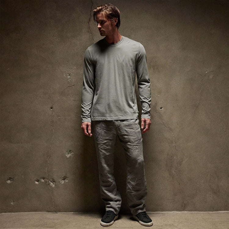 Long Sleeve Crew Neck in Silver Grey Pigment | James Perse Los Angeles