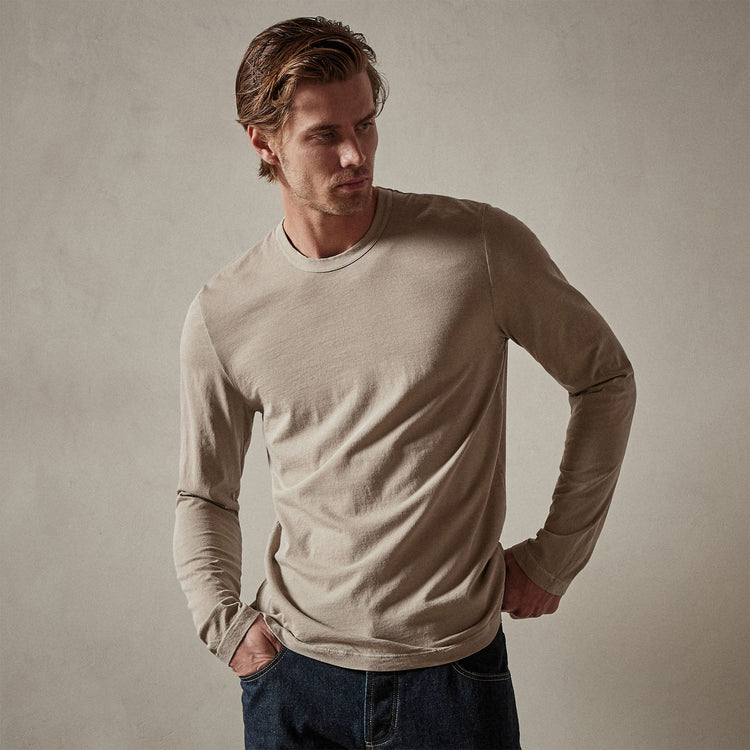 Long Sleeve Crew Neck in Toast Pigment | James Perse Los Angeles