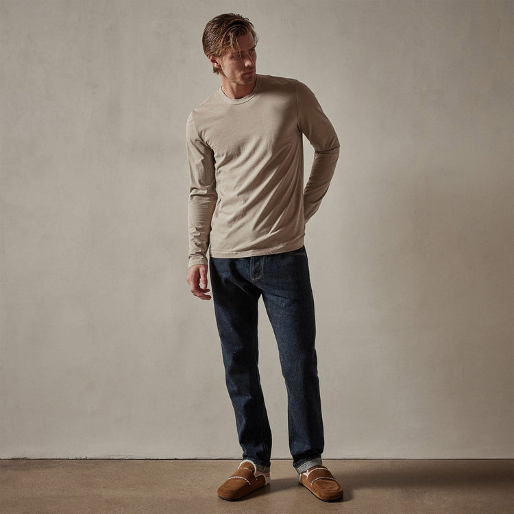 Long Sleeve Crew Neck in Toast Pigment | James Perse Los Angeles