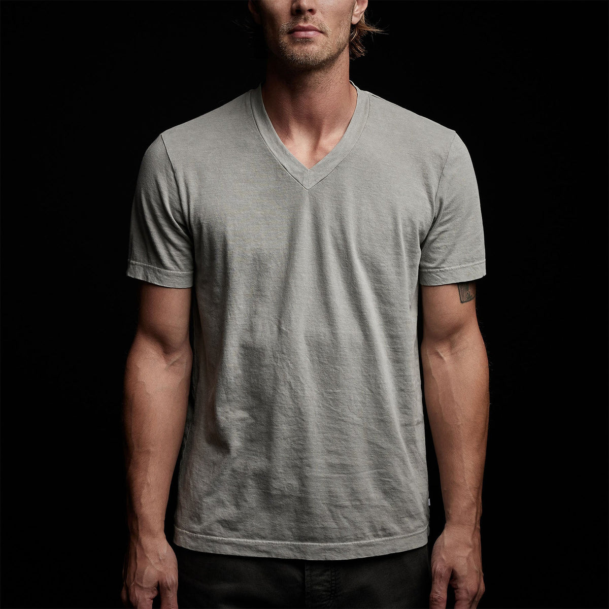 Short Sleeve V Neck in Concrete Pigment | James Perse Los Angeles
