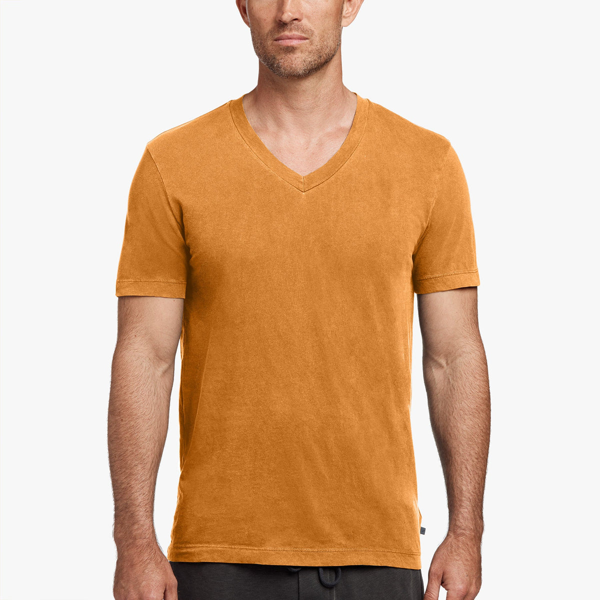 Short Sleeve V Neck in Citrine Pigment | James Perse Los Angeles