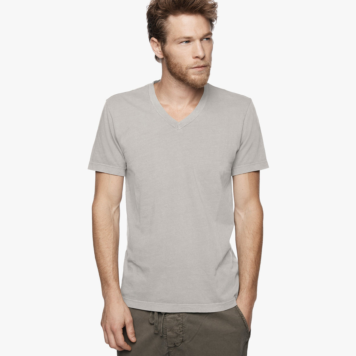 Short Sleeve V Neck in Dapple Pigment | James Perse Los Angeles