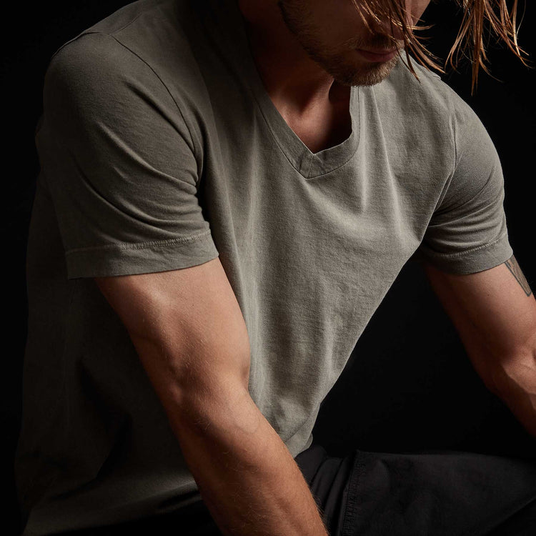 Short Sleeve V Neck in Fume Pigment | James Perse Los Angeles