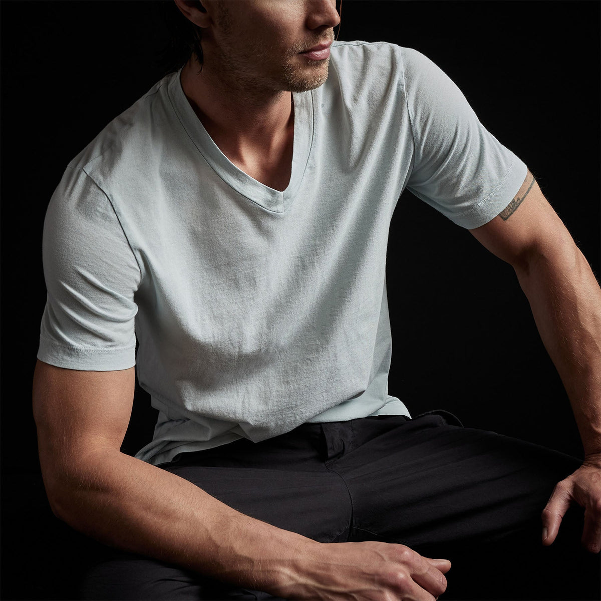 Short Sleeve V Neck in Ocean Spray Pigment | James Perse Los Angeles