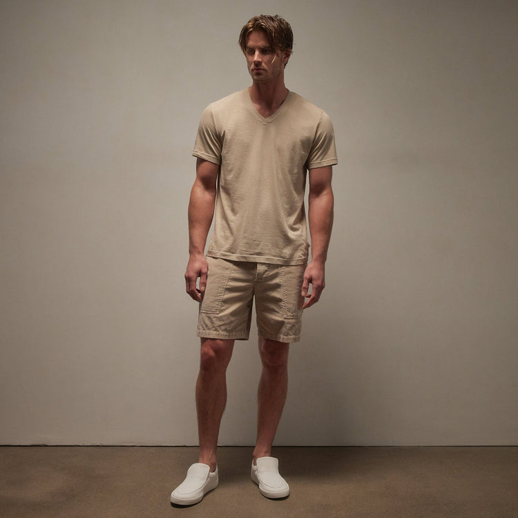 Short Sleeve V Neck in Sand Dune Pigment | James Perse Los Angeles