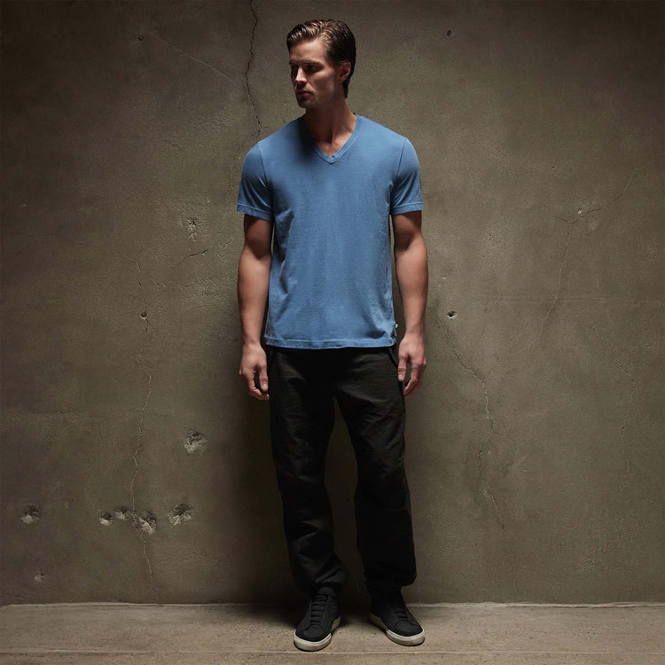 Short Sleeve V Neck in Spectrum Blue Pigment | James Perse Los Angeles
