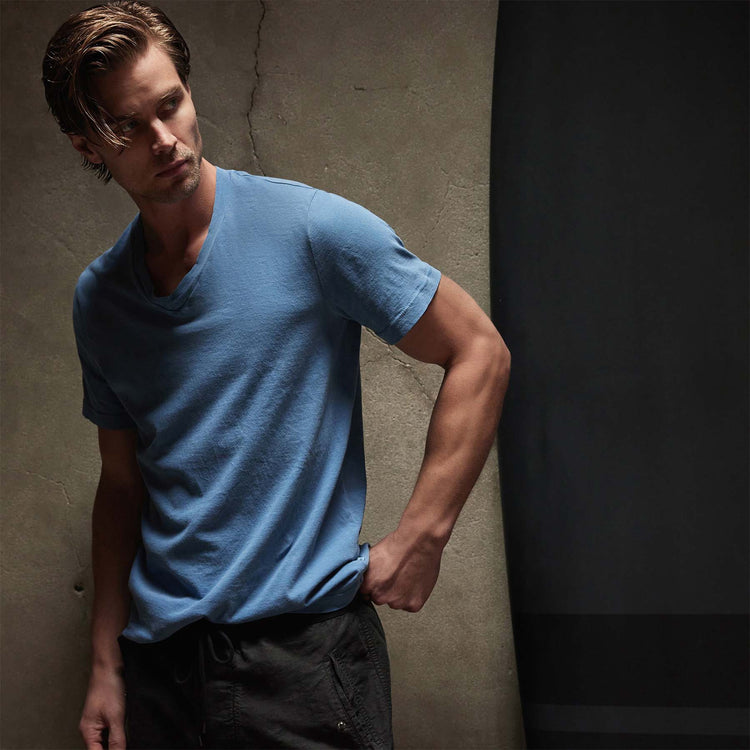 Short Sleeve V Neck in Spectrum Blue Pigment | James Perse Los Angeles