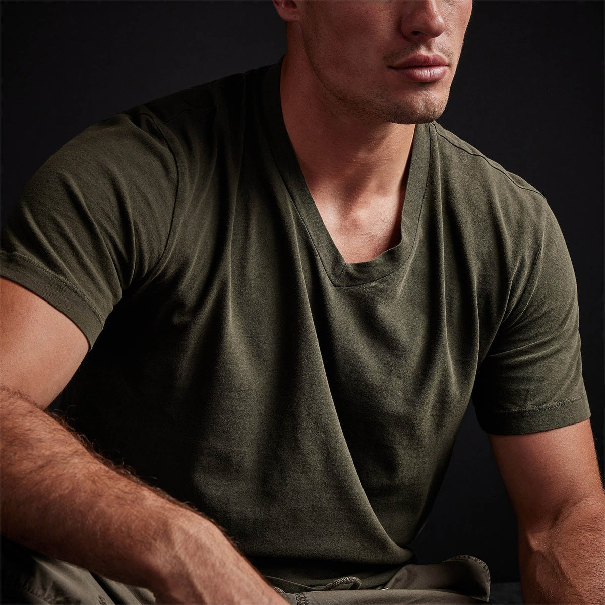 Short Sleeve V Neck in Tent Pigment | James Perse Los Angeles
