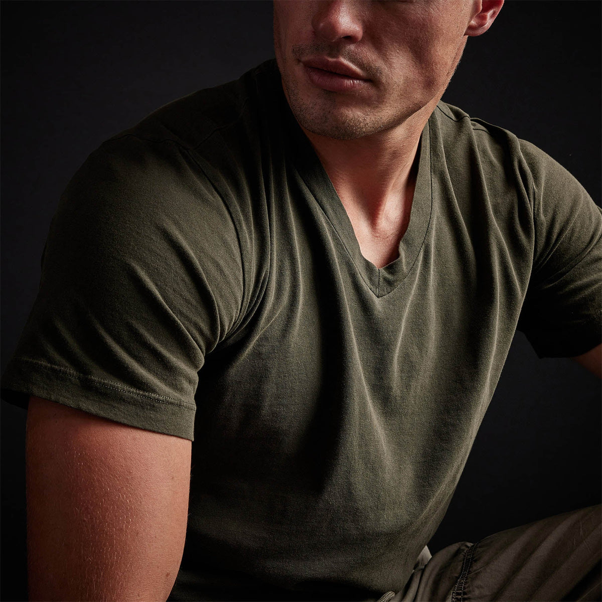 Short Sleeve V Neck in Tent Pigment | James Perse Los Angeles