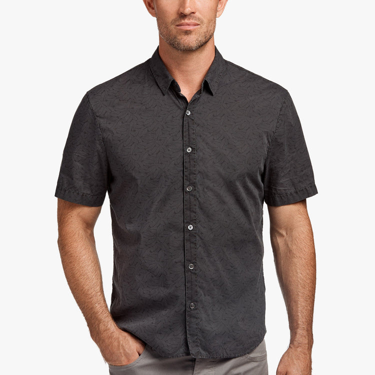 Overdyed Leaf Print Shirt - Carbon Pigment | James Perse Los Angeles