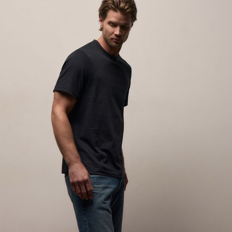 Heavy Luxe Jersey Crew in Black | James Perse Los Angeles