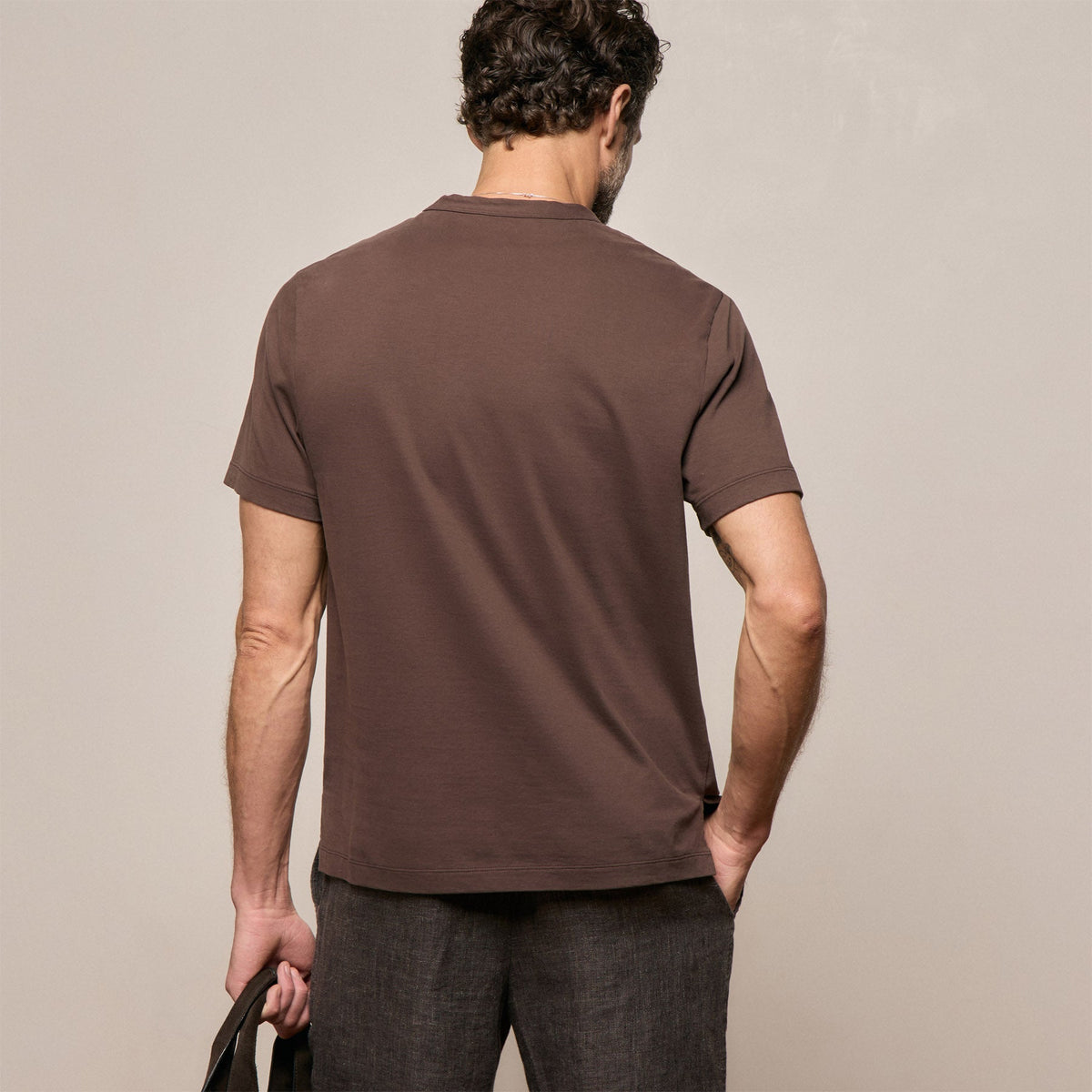 Heavy Luxe Jersey Crew in Bark | James Perse Los Angeles