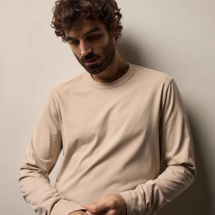 Heavy Luxe Jersey Long Sleeve in Stone | James Perse Los Angeles
