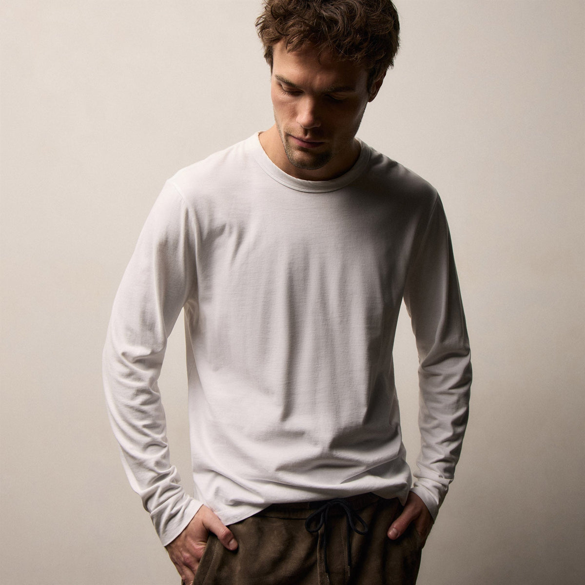 Heavy Luxe Jersey Long Sleeve in White | James Perse Los Angeles