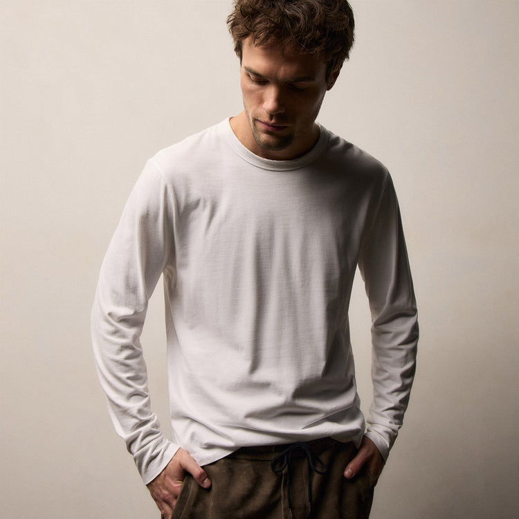 Heavy Luxe Jersey Long Sleeve in White | James Perse Los Angeles