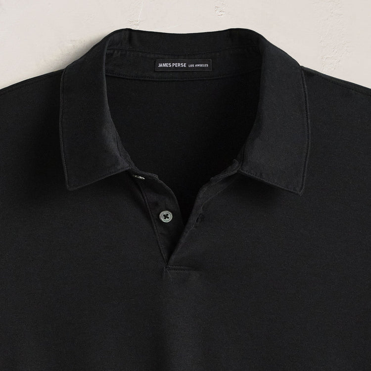 Heavy Luxe Jersey Long Sleeve Polo in Black | James Perse Los Angeles