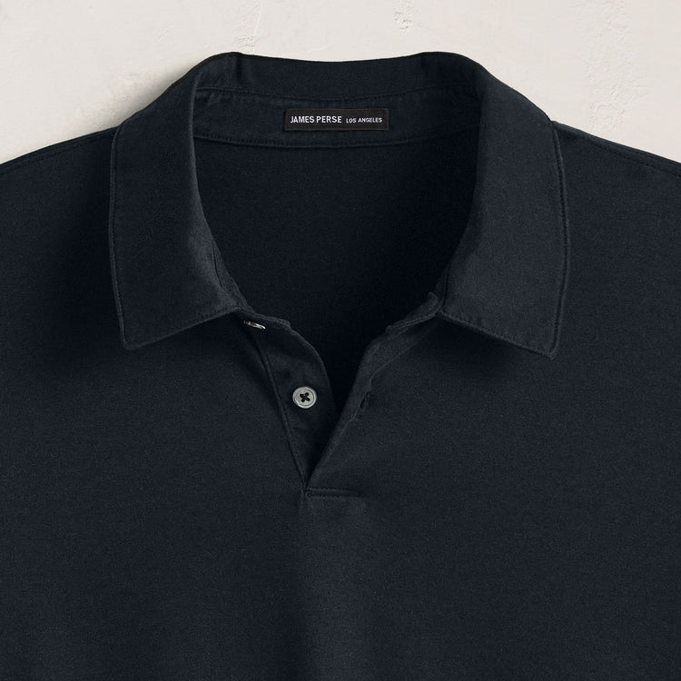Heavy Luxe Jersey Long Sleeve Polo in French Navy | James Perse Los Angeles