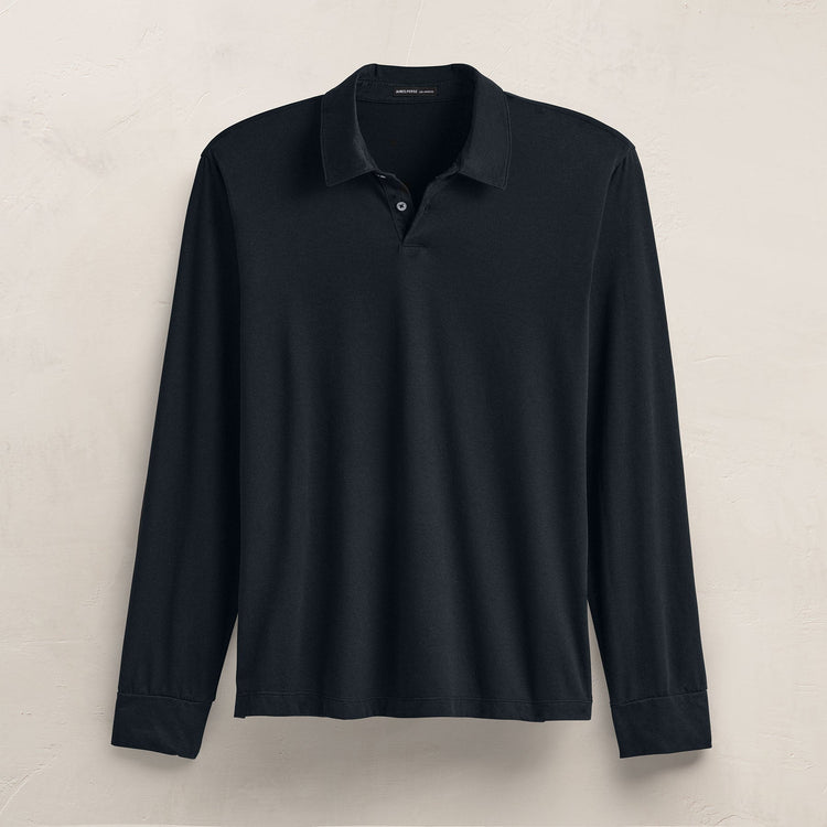 Heavy Luxe Jersey Long Sleeve Polo in French Navy | James Perse Los Angeles