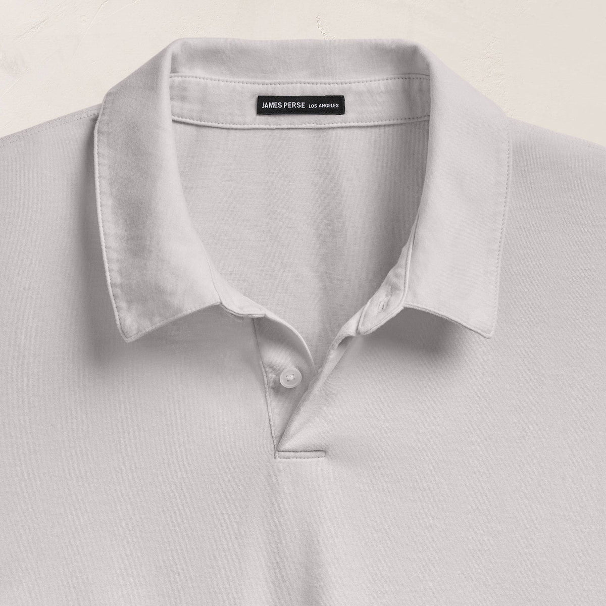 Heavy Luxe Jersey Long Sleeve Polo in Light Mist | James Perse Los Angeles