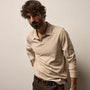 Heavy Luxe Jersey Long Sleeve Polo in Stone | James Perse Los Angeles
