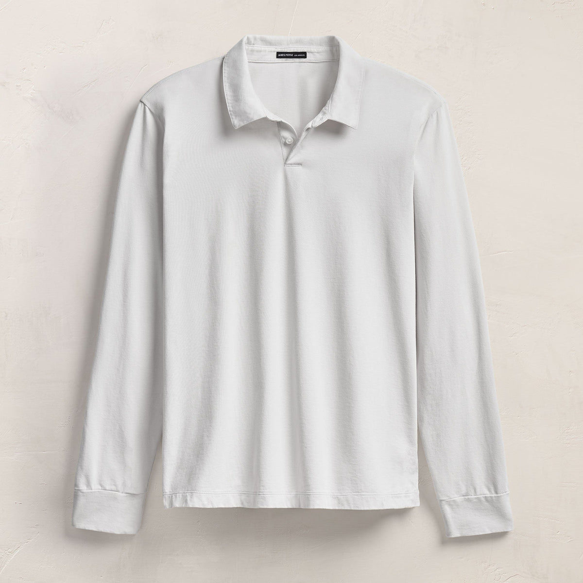Heavy Luxe Jersey Long Sleeve Polo in White | James Perse Los Angeles