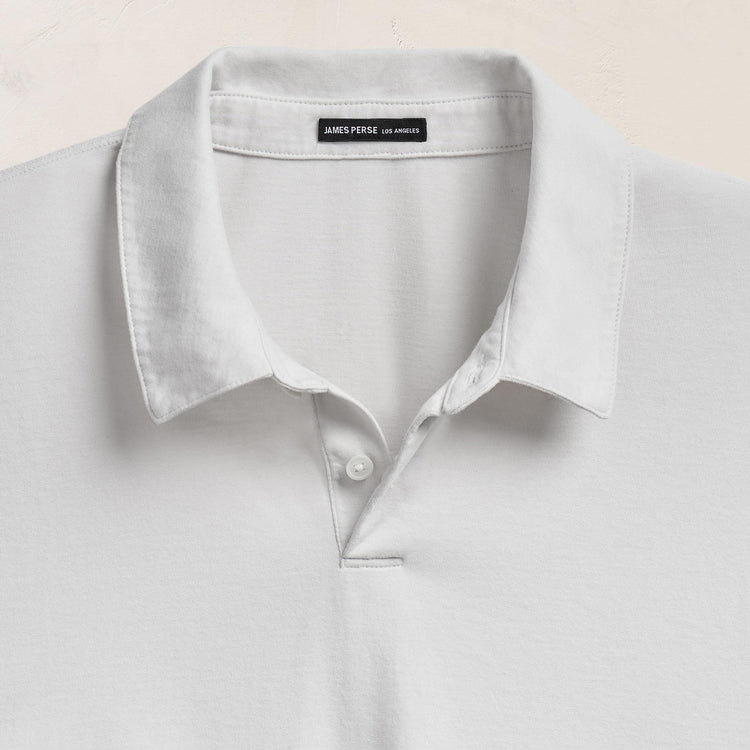 Heavy Luxe Jersey Long Sleeve Polo in White | James Perse Los Angeles