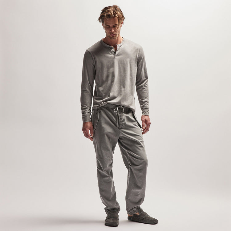 Heavy Luxe Jersey Henley in Silver Grey | James Perse Los Angeles