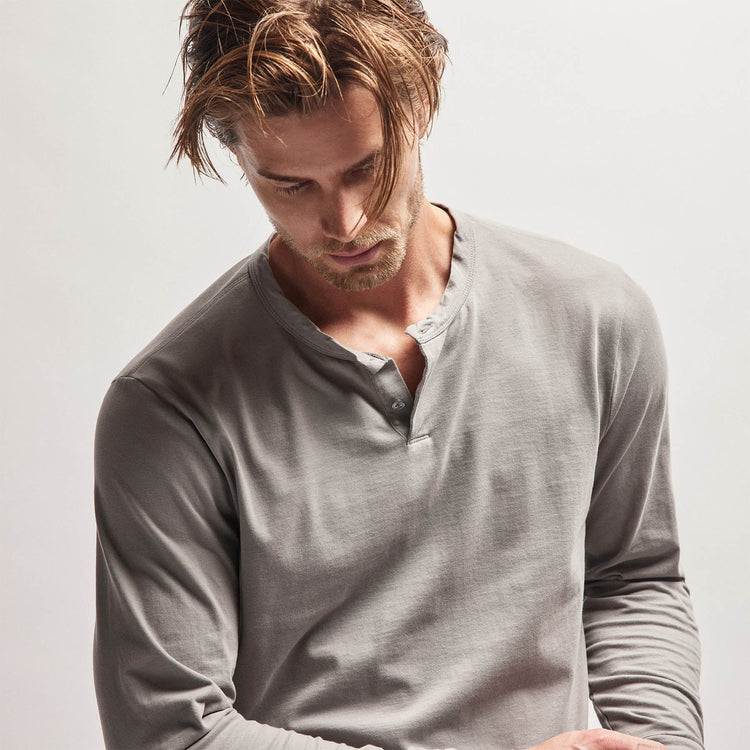 Heavy Luxe Jersey Henley in Silver Grey | James Perse Los Angeles