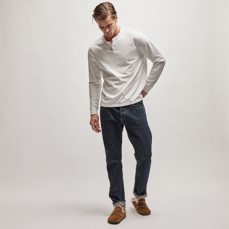 Heavy Luxe Jersey Henley in White | James Perse Los Angeles