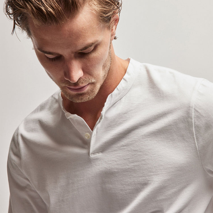 Heavy Luxe Jersey Henley in White | James Perse Los Angeles
