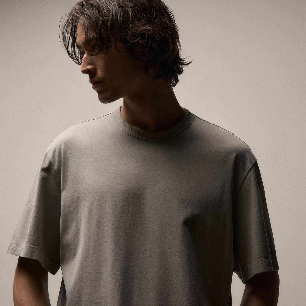 Heavy Luxe Jersey Oversized Crew in Fog | James Perse Los Angeles