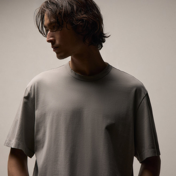 Heavy Luxe Jersey Oversized Crew in Fog | James Perse Los Angeles