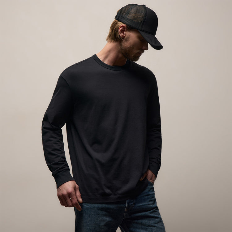 Heavy Luxe Jersey Oversized Long Sleeve in Black | James Perse Los Angeles