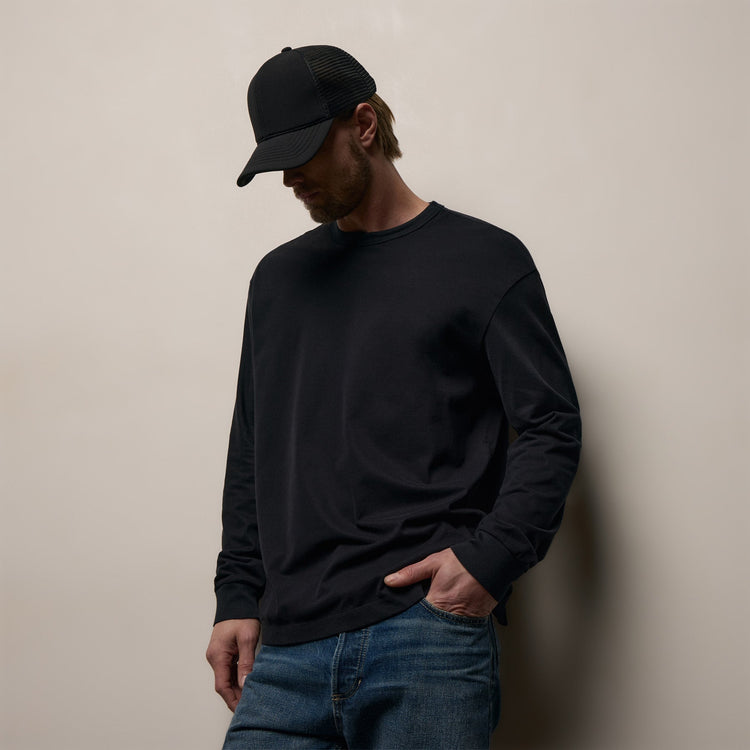 Heavy Luxe Jersey Oversized Long Sleeve in Black | James Perse Los Angeles