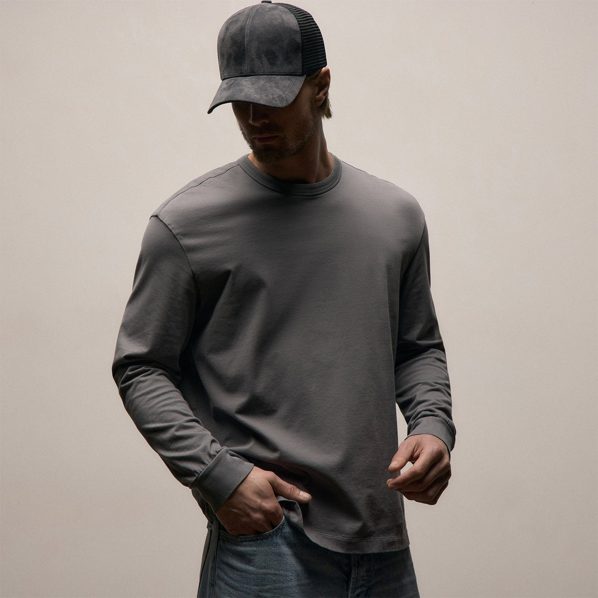 Heavy Luxe Jersey Oversized Long Sleeve in Cavalry | James Perse Los Angeles