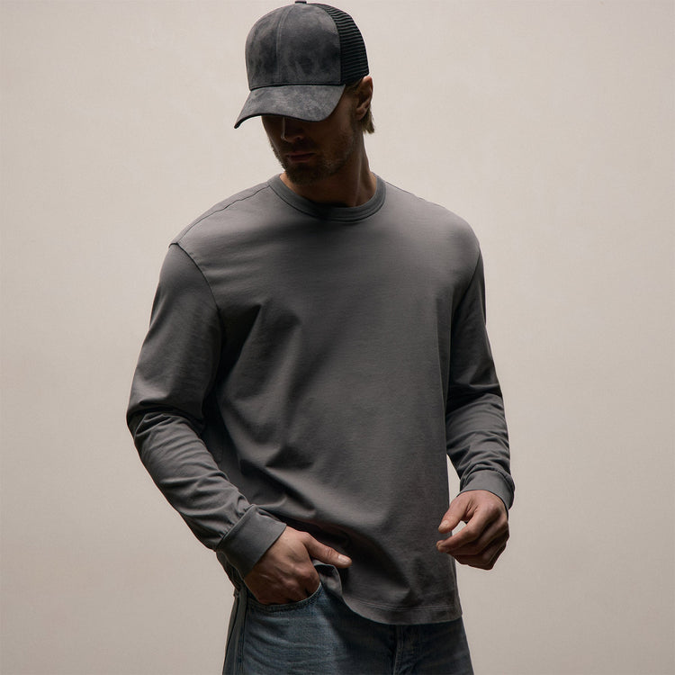 Heavy Luxe Jersey Oversized Long Sleeve in Cavalry | James Perse Los Angeles